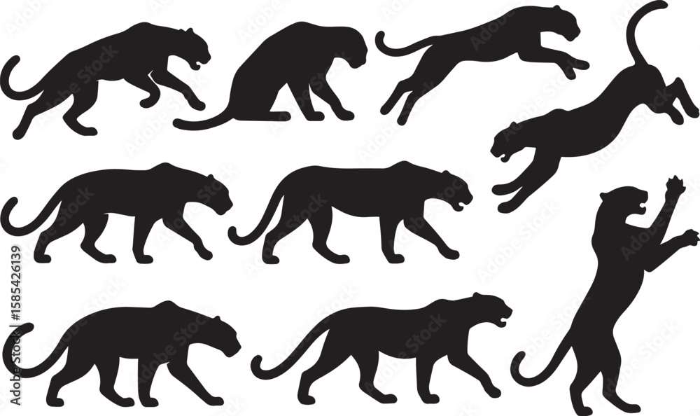 Naklejka premium Black panther poses jaguar animal