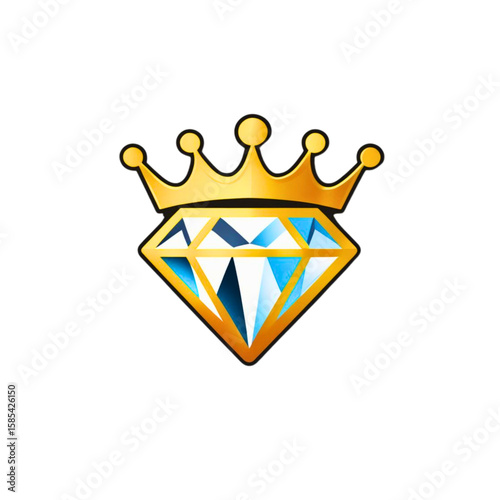 Golden crown adorning a brilliant blue diamond gemstone