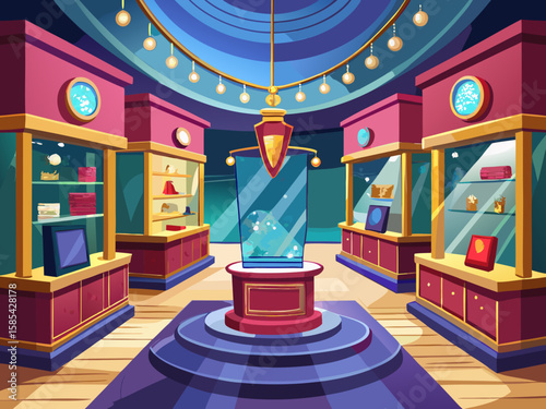 vector of Jewelry boutique exhibition, luxury and stylish store