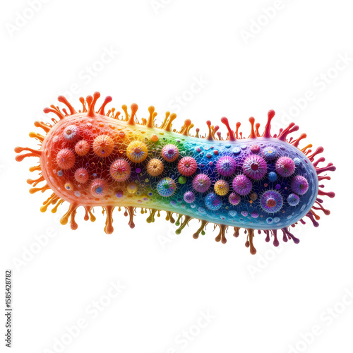  Colorful Bacteria Cells in Various Shapes – Transparent PNG for Science and Healthcare Design.