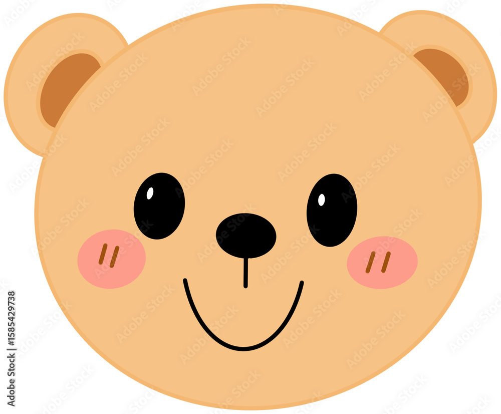 A teddy bear face with a pure and cute smile A teddy bear face with a pure and cute smile