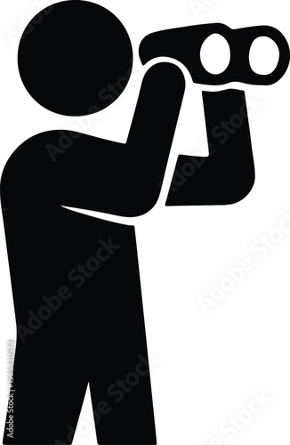 Silhouette man looking through binoculars observing something vector Illustrator