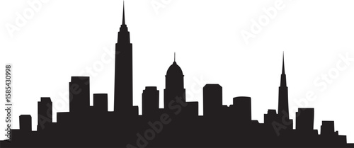 Tall buildings skyline silhouette architecture black