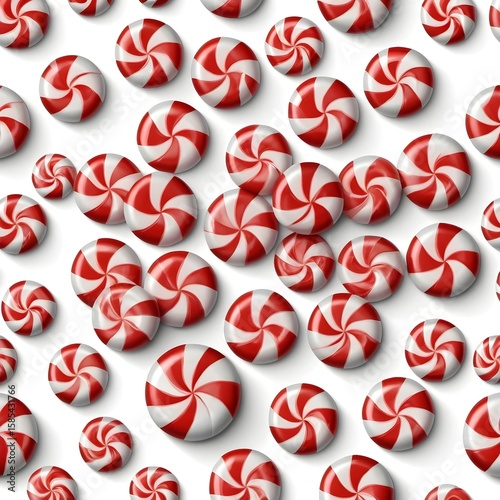  Peppermint Candy Pattern - Red White Swirl Candies | Holiday Candy Background | Christmas Sweets | Festive Candy Design | Mint Candies