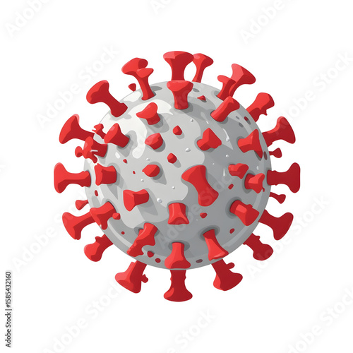 Flat Vector Style COVID Virus – Isolated PNG on Transparent Background for Infographics.