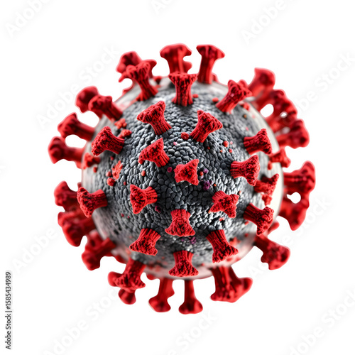 Highly Detailed COVID-19 Virus Cell – Isolated PNG for Medical and Educational Use.