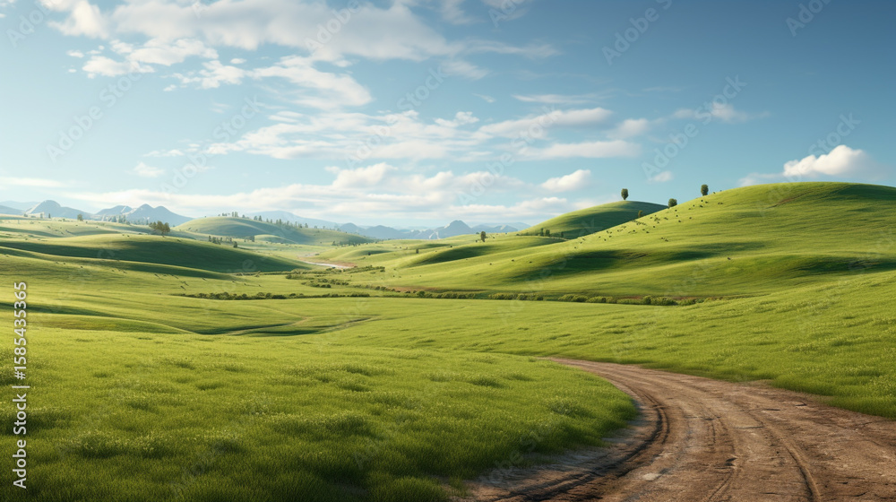 Obraz premium Beautiful green hills landscape scenery wallpaper background desktop nature travel photography scenic view