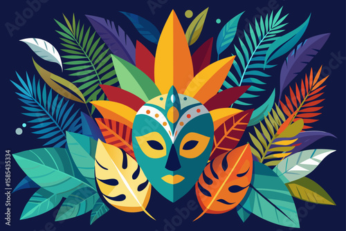 Minimal Brazil Carnival Mask Forms Blending into Typography