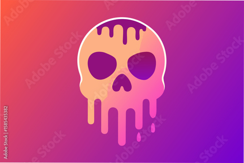 Minimalist Skull Outlines Melting into Gradient Noise