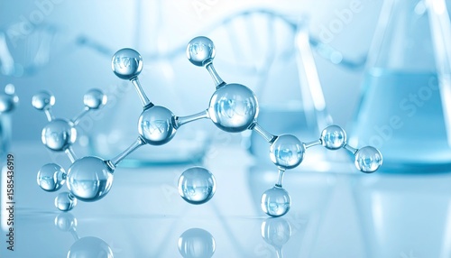 Abstract molecule model in a scientific lab setting