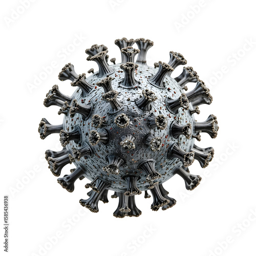 Mutated COVID-19 Virus Illustration – Transparent PNG for Scientific and Research Use