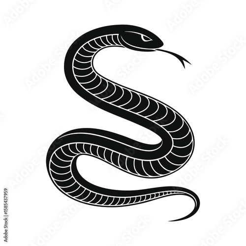 Black Silhouette of a Snake — Minimal Vector Illustration