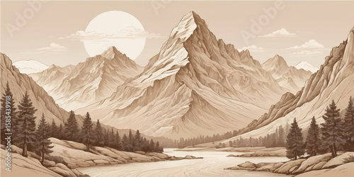 Stock Photo Description

A panoramic view of a majestic winter mountain landscape, showcasing snow-capped peaks and glaciers under a cold, clear sky
