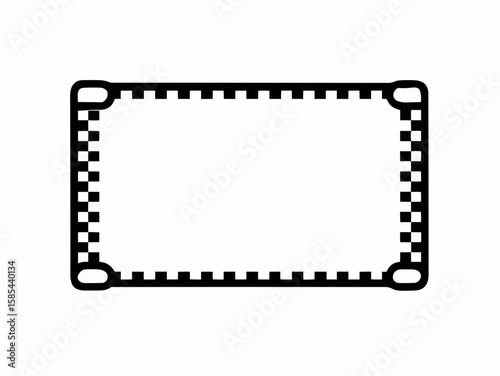 A black and white rectangular frame with a checkered border and rounded corners illustration graphic art