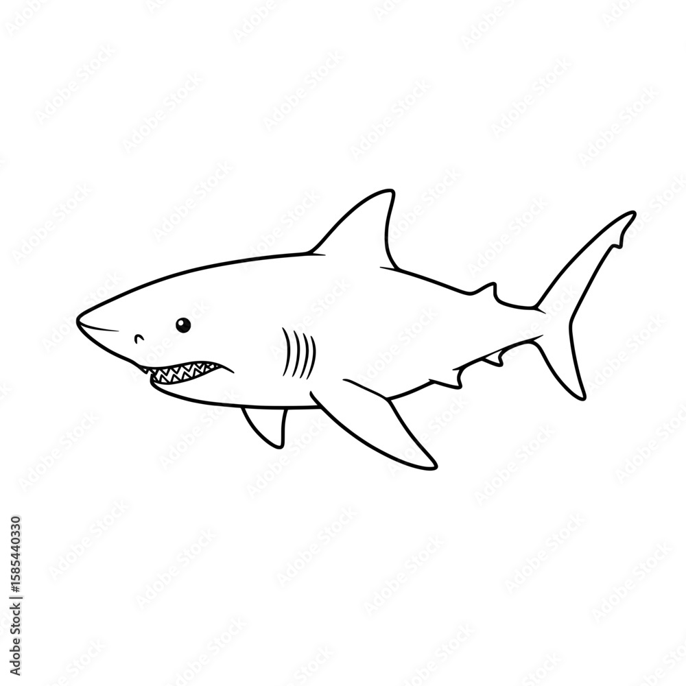 Fototapeta premium Great White Shark Outline