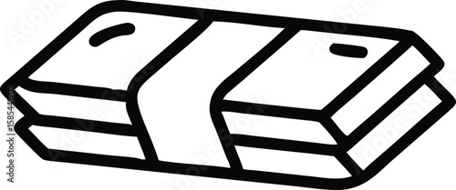 Bundle of money in simple line art style illustration