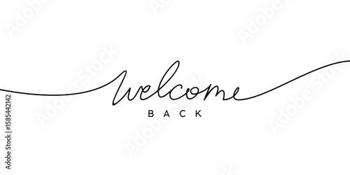 welcome back handwritten inscription Continuous thin line. One line drawing of phrase vector illustration for t-shirt, slogan design print graphics style
