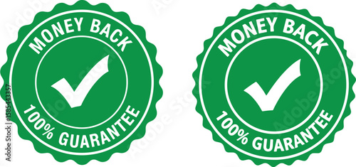 Green money back guarantee seal check mark, green, seal, money back, guarantee, check mark, endorsement, certification, assurance, trust, quality, approval, verification, confirmation, business, comme