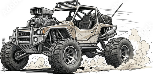 A rugged offroad vehicle conquers the terrain, showcasing its powerful engine and extreme fourwheeldrive capabilities