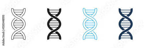Dna Helix Line And Solid Icon Set. Genetic Structure, Molecular Biology, And Genome Research Symbol Collection. Biotechnology And Science Representation. Isolated Vector Illustration