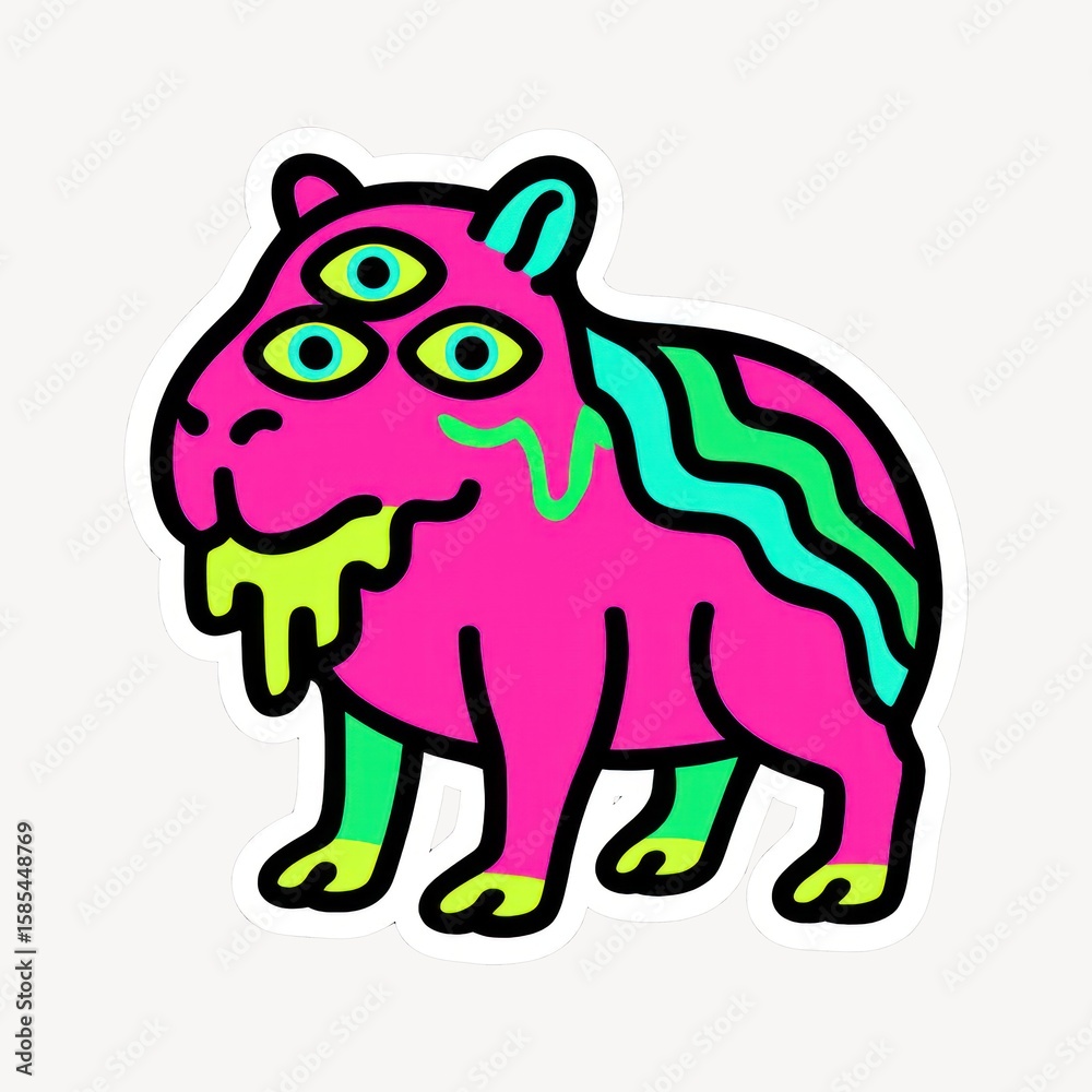 Fototapeta premium Colorful psychedelic three-eyed creature