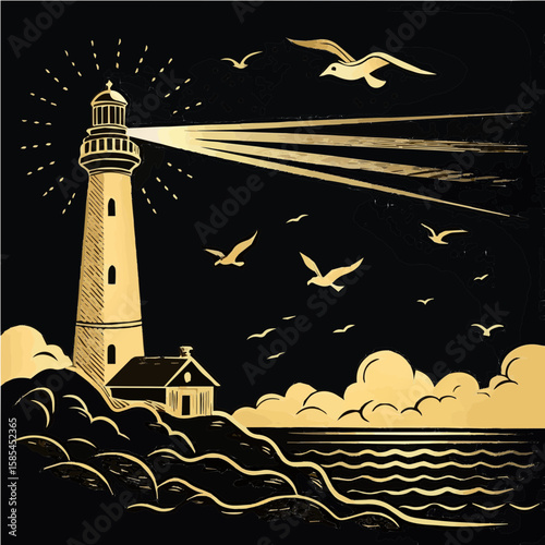 lighthouse and moon