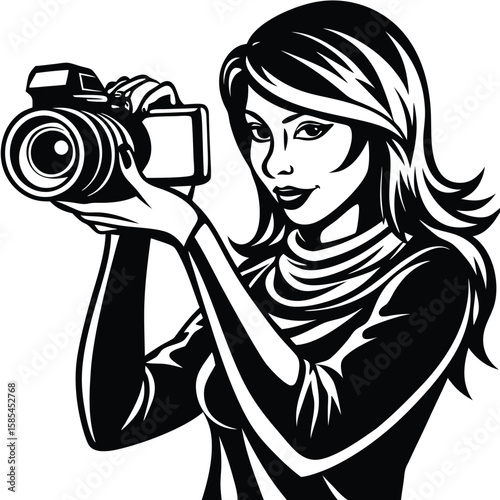 Silhouette of a Woman Capturing a Moment in a Blank Canvas