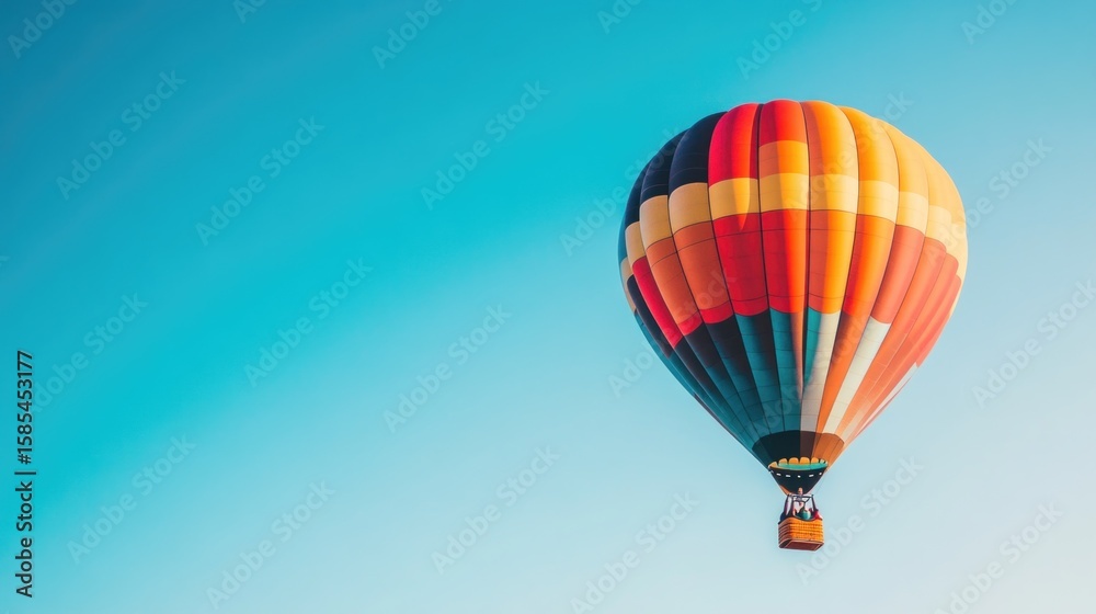 Fototapeta premium Colorful hot air balloon against a clear blue sky