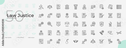 Law Justice Line Editable Icons set. Vector illustration in modern thin line style of Law Justice icons: law, justice, court, etc