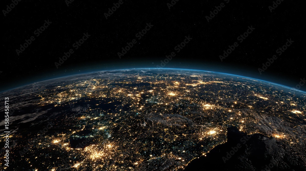 Obraz premium Earth at night, city lights