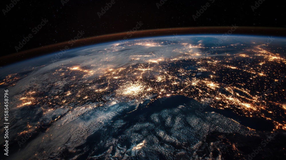 Obraz premium Earth at night, seen from space