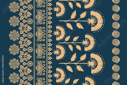 Motifs African boho paisley Floral Ikat pattern embroidery border. Ethnic ikat floral Ethnic Indian Pattern Ikat pattern Ethnic Pattern.Border indian floral Aztec embroidery border seamless patterns.