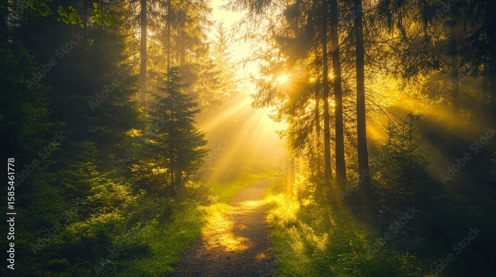 Naklejka premium The Silent Forest is particularly stunning in spring when illuminated by vibrant sunlight