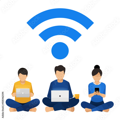 man and woman with wireless network