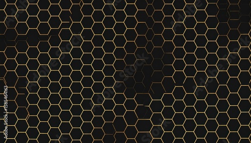 Geometric Hexagon Pattern With Golden Lines On Dark Background