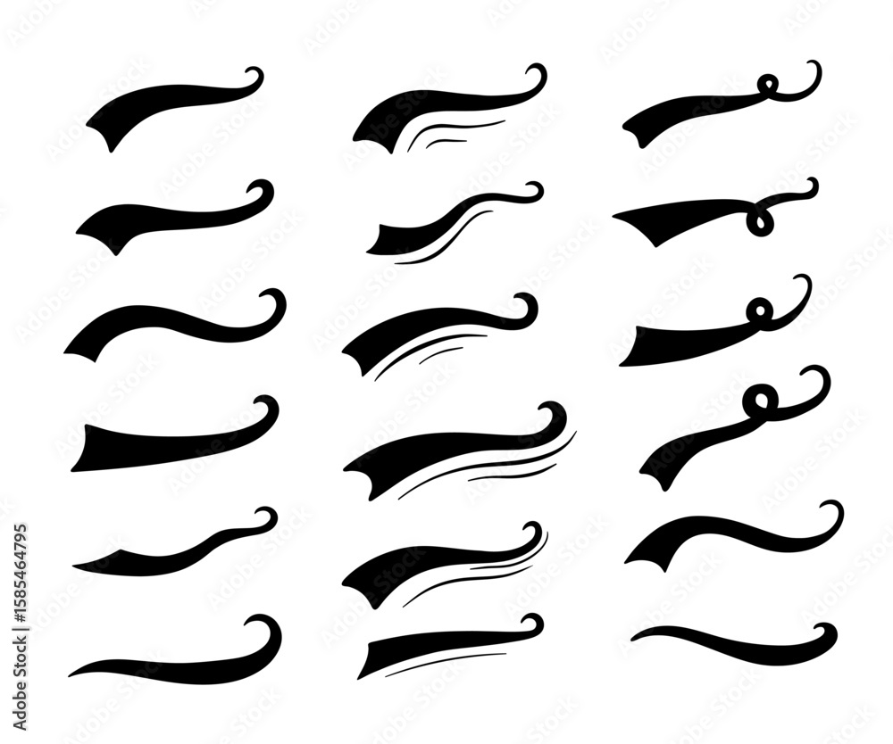 Vector baseball text with tail swash and underline for American sport style. Vintage brush font and line ornament or retro alphabet typography. Set Vector baseball text with tail swash and underline for American sport style. Vintage brush font and line ornament or retro alphabet typography. Set