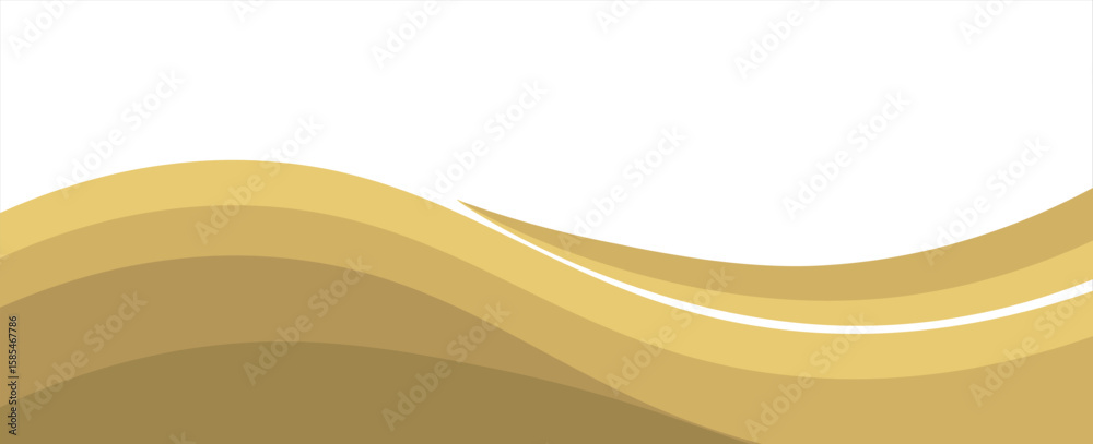 Vector gold line background curve element with white space for text and message design, overlapping layers, vector