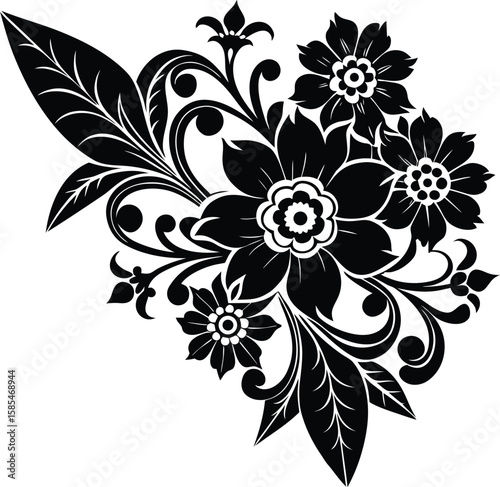 heritage inspired corner floral motif silhouette