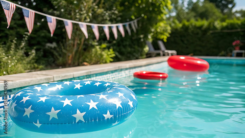 Patriotic pool floats summer fun backyard party