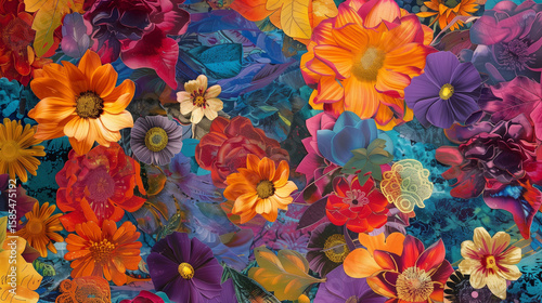 
Colorful Floral Collage with Varied Petals and Tones 