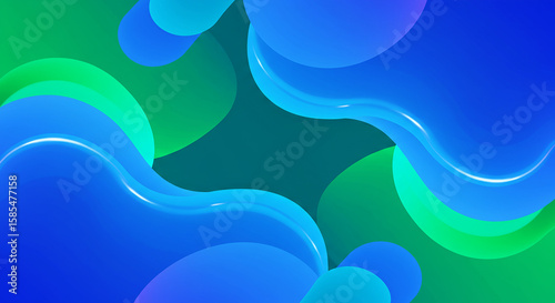Abstract blue background with dynamic waves and a colorful, flowing design