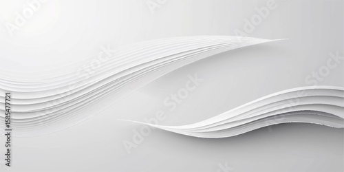 Abstract white background with flowing white waves and smooth lines design