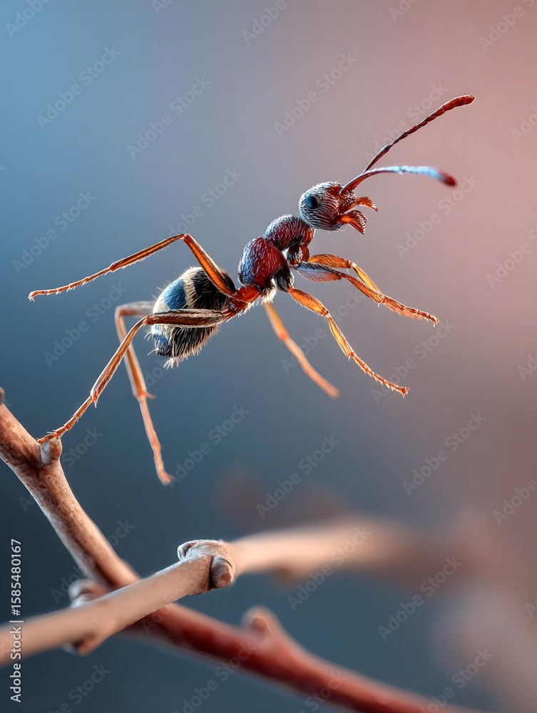 custom made wallpaper toronto digitalClose-up view of an ant perched on a twig, showcasing intricate body details against a blurred background