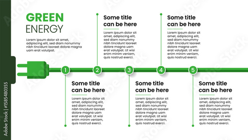 Infographic template. Electrical outlet with line and 5 steps