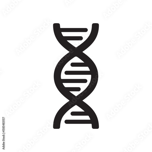 DNA Strand Silhouette Icon Vector for genetics, science, and biology.