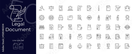 Legal Document Line Editable Icons set. Vector illustration in modern thin line style of Legal Document icons: legal, document, certificate, etc