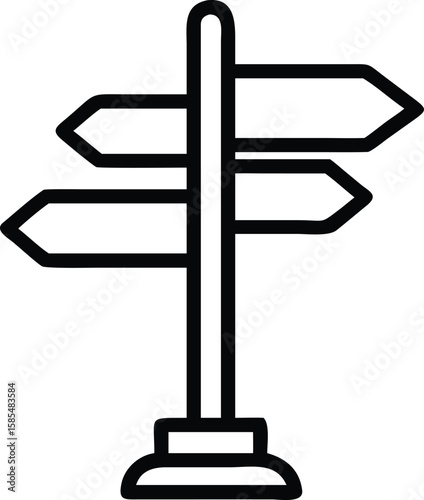 Directional road sign icon with pointer arrows in simple line style