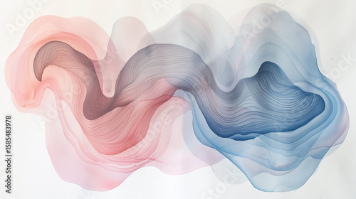 Soft Organic Shapes in Dusty Pink and Powder Blue Watercolor Abstract Art 