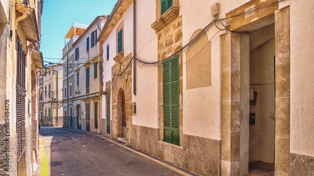 Fototapeta premium Street Scene, Traditional Architecture, Artá, Mallorca, Balearic Islands, Spain, Europe