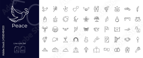 Peace Line Editable Icons set. Vector illustration in modern thin line style of Peace icons: peace, dove, harmony, etc